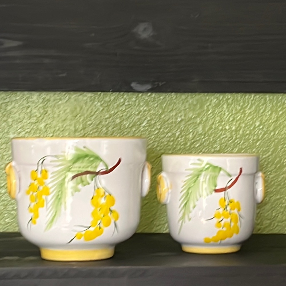 Italian Pottery Planters Hand Painted Set of 2